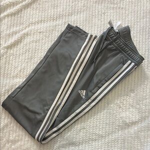 Adidas Gray Track Pants with White Stripes